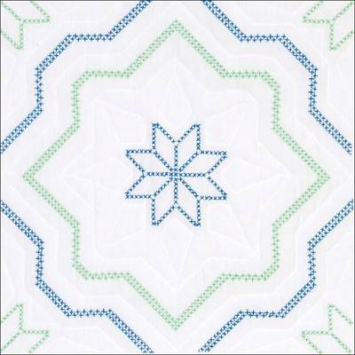 Jack Dempsey Stamped White Quilt Blocks 18"X18" 6/Pkg-XX Interlocking Star