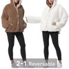 Tirrinia Leopard Fleece Hooded Jacket for Women, Super Soft Comfy Plush Reversible Casual Winter Blanket Warm Jackets Hoodie Cheetah Sweatshirt - 3 of 4