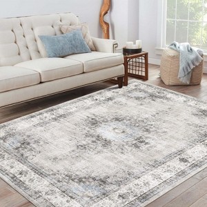 Acekool 8x10 Washable Vintage Area Rug, Non-Slip Oriental Medallion Floral Carpet, Non-Shedding Traditional Rug for Living Room, Bedroom - 1 of 4