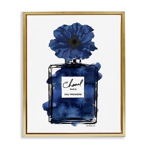Stupell Industries Blue Perfume & Blossom Black Framed Floater Canvas Wall Art - 1 of 4