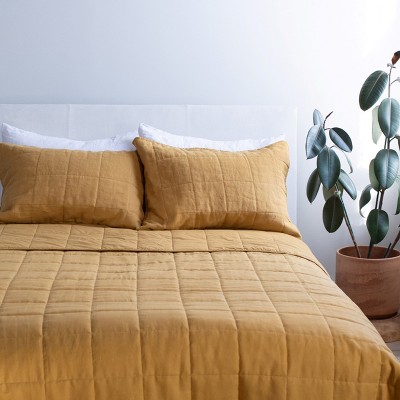 French Linen Box Stitch Quilt & Sham Set | BOKSER HOME