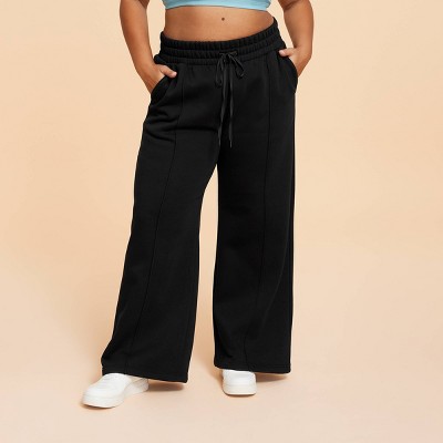 Blogilates Women's Travel Trouser High-Rise Wide Leg Sweatpants - Black 1X