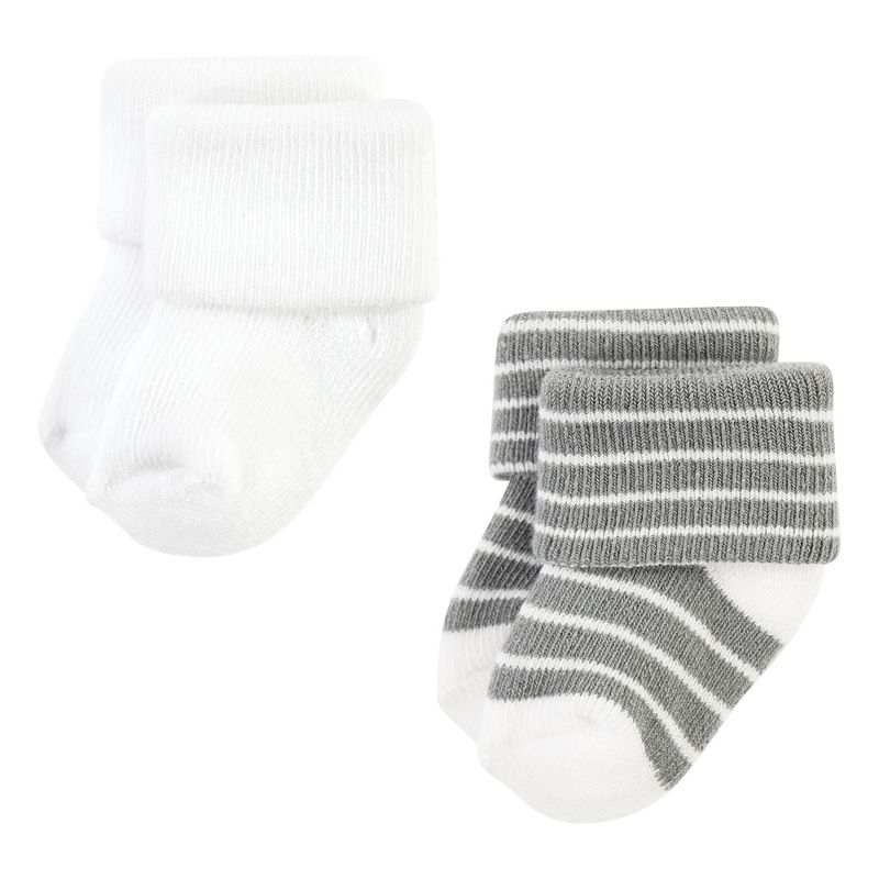 Hudson Baby Infant Boy Cotton Rich Newborn and Terry Socks, Gray Stripe 12 Pack, 5 of 9