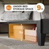COMHOMA King Bed Frame, Upholstered Platform Bed with Headboard Wingback, Soft Line Fabric, No Box Spring Needed, Gray - 2 of 4