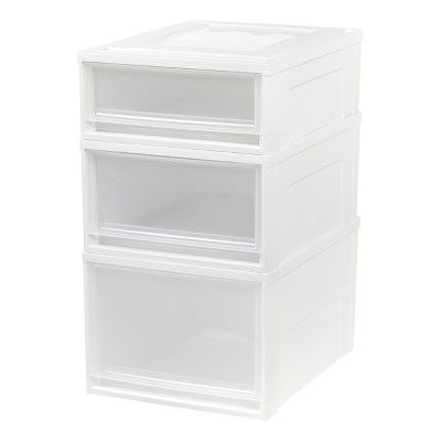 Iris Stacking Plastic Storage Drawers 3pc Set White Target