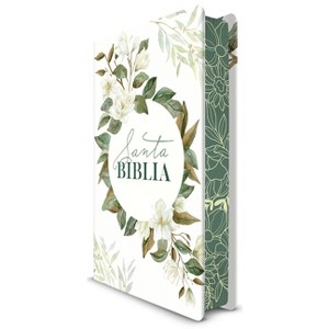 Biblia Rvr 1960 Letra Grande Tamaño Manual, Tapa Dura Con Flores Blancas Y Cantos Pintados / Spanish Bible Rvr 1960 Handy Size White Flowers Sprayed - 1 of 1