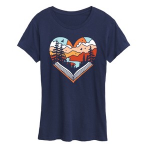 Women's - Instant Message - Open Book Heart Short Sleeve Graphic T-Shirt - 1 of 4