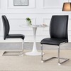 FURNIinspire Dining Chairs Luxury Simple Arch Chair For Dining room, Set of 2 Dining Chairs with Silver Metal Leg And PU Cushion, Black, 17"*22"*39" - 2 of 4