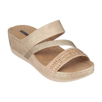 GC Shoes Tera Embellished Comfort Slide Wedge Sandals