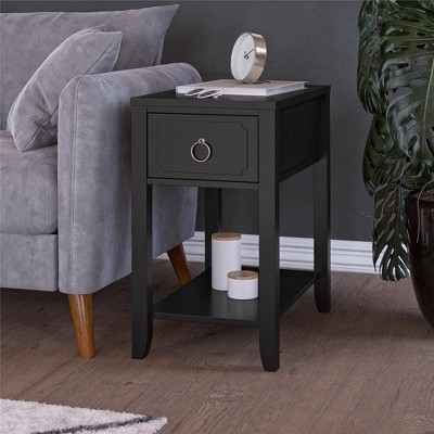 Majesty Black Narrow Side Table with Sophisticated Storage