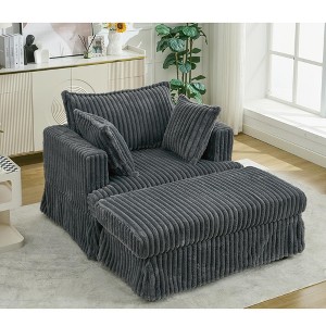 PAGED Modern Accent Chair and Ottoman Set, Comfy Sofa Chair with Side Table and Movable Footrest, Living Room Chair for Bedroom - 1 of 4