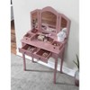 Wooden Vanity Make Up Table and Stool Set, Rose Gold - 3 of 4