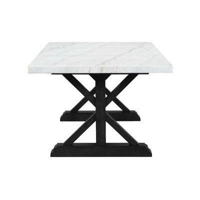 Stratton Standard Height Dining Set with Marble Top and Charcoal Upholstered Chairs