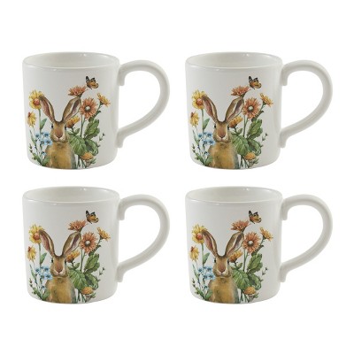 Park Designs Garden Bunnies Floral Mug Set of 4