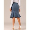 INSPIRE CHIC Women's High Waist Bodycon Ruffles Side Pockets Fishtail Midi Jean Skirt - 3 of 4