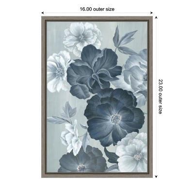 Delicate Blooms II Blue and Gray Canvas Wall Art