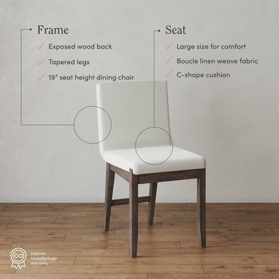 Gracie High Back Cream Boucle Upholstered Side Chair with Dark Brown Wood Frame