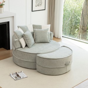 PAGED Lazy Lounge Sofa Oversized Round Sofa Accent Barrel Chair with Ottoman and 5 Pillows for Living Room, Home Office - 1 of 4