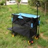 Furniinspire Wheelbarrows And Lawn Carts Big Large Capacity Folding Cart, Extra Long Extender Wagon Cart, Black And Blue, 53“*20"*51" - 4 of 4