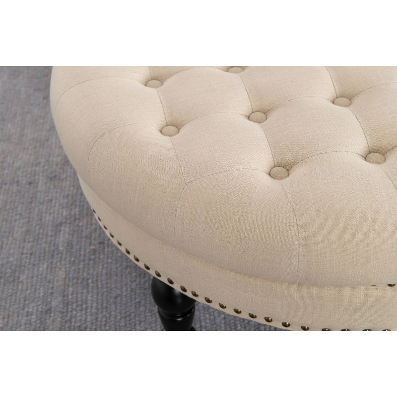 Isabelle Round Tufted Ottoman - Linon, 5 of 13