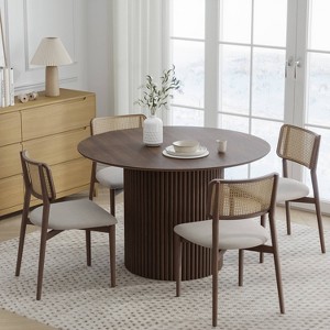 Dovelina Mid-Century Wood Round Dining Table Kitchen Table Dining Room Table for 4 People - 46", Black - 1 of 4