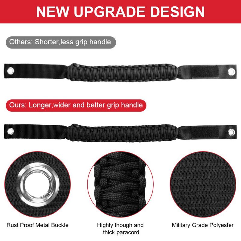 4pcs Roll Bar Grab Handles Nylon Braided Umbrella Rope Multi-Purpose Modified Grips Interior Accessories, 4 of 7