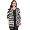 Agnes Orinda Women's Plus Size Open Front Lightweight Striped Cardigan - 3 of 4
