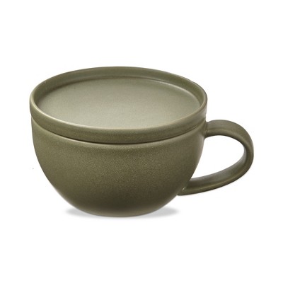 TAG Logan Collection Stoneware Soup Mug with Lid   Sage Green 24 oz.