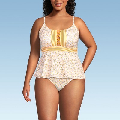 Lands' End Women's Lace-up Flutter Tankini Swimsuit Top
