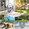 LakeForest"Portable Canvas Hammock Chair with Wooden Stick, 265lbs Capacity, 2 Pillows for Porch & Patio"Blue&Red - 3 of 4