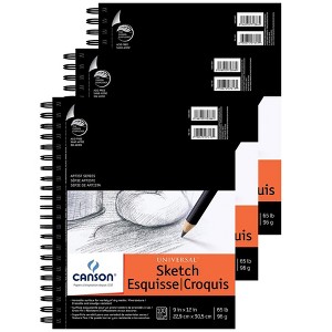 Canson Artist Series Universal Sketch Pad, Side Wire Binding, 100 Sheet, 9x12 inch, Pack of 3 - 1 of 4