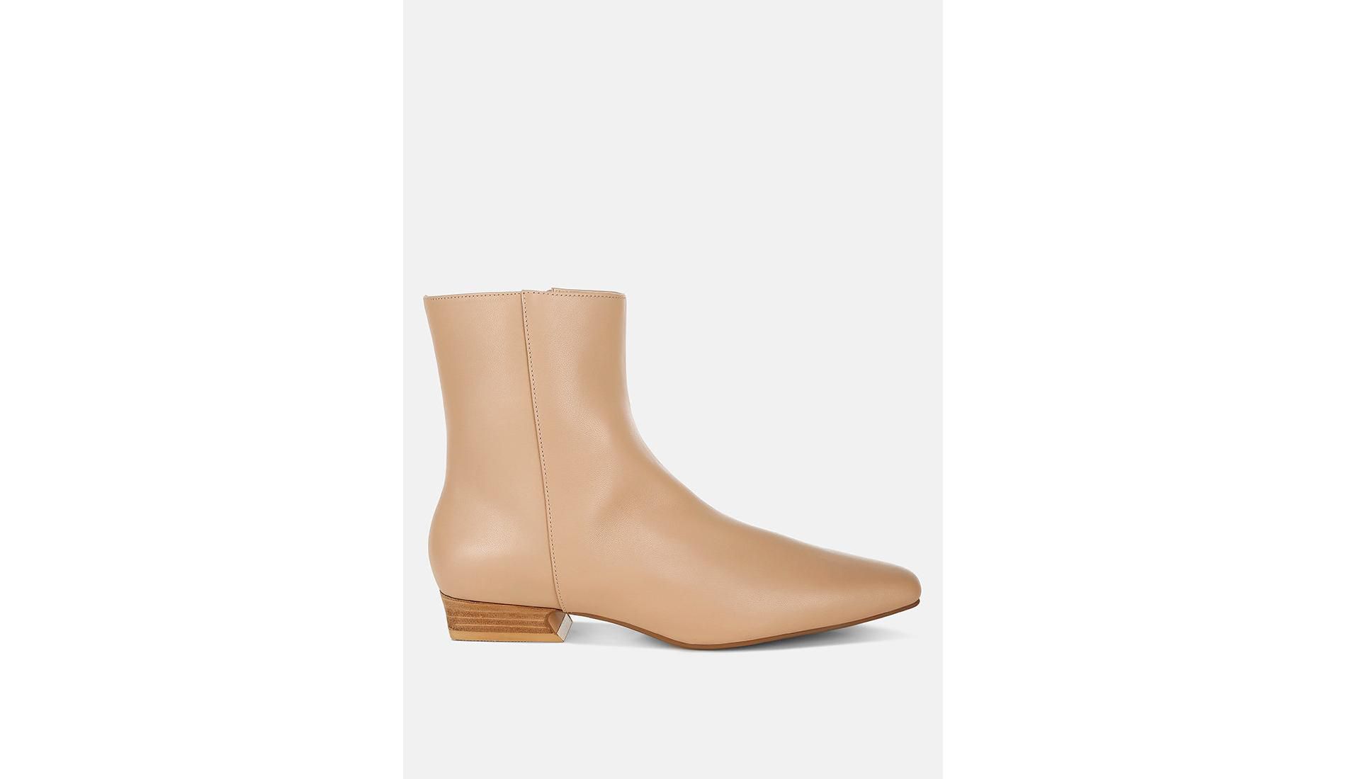 Obita Flared Heel Genuine Leather Boots