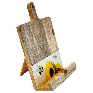 Lexi Home Mango Wood Sunflower Bee Book Holder - 1 of 4