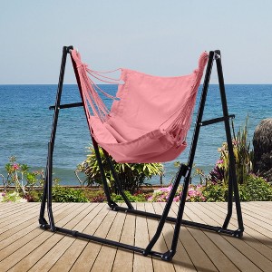 Ainfox 2 in 1 Foldable Indoor Outdoor Hammock Swing Chair with Portable Heavy Duty Stand - 1 of 4