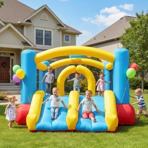 KRISRATE Inflatable Bounce House for Kids 3-12 with Dual Slides & 470W Blower - 12.3x9FT Bouncy Castle Indoor Outdoor Backyard Jump House Party - 1 of 4