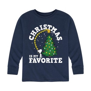 Boys' - Peanuts - Christmas Is My Favorite Long Sleeve Graphic T-Shirt - 1 of 4