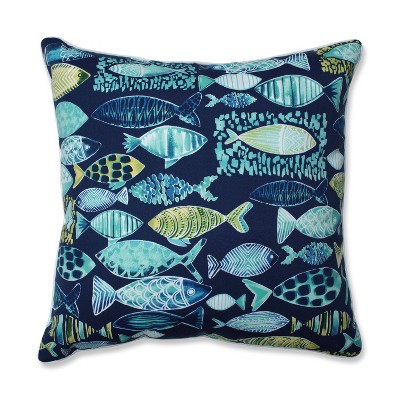 25" Hooked Lagoon Floor Pillow Blue - Pillow Perfect