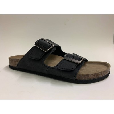 black double buckle sandals