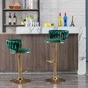 TiramisuBest Set of 2 Velvet Bar Stools with Chrome Footrest & Base, Swivel Height Adjustable Mechanical Lift, Golden Legs, Modern Navy - 2 of 4