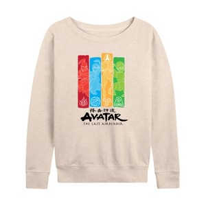 Women's - Avatar: The Last Airbender - Four Nations Lightweight French Terry Wide Neck Long Sleeve Shirt - 1 of 4