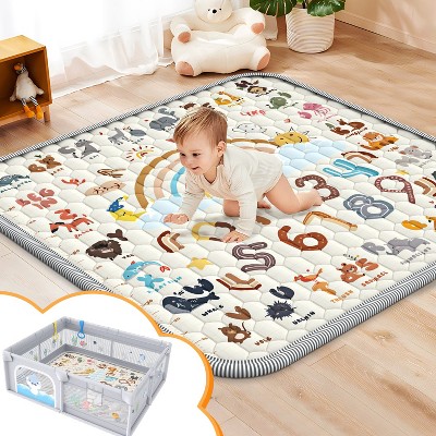Skirfy Baby Play Mat for Floor, 50" x 50" Thick Foldable Play Mat, Washable and Non-Slip Play Mat for Babies and Toddlers 0-12Months