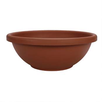 The HC Companies Indoor Outdoor Durable Resin Garden Bowl Planter Pot for Shallow Rooted Plants and Flowers, Terra Cotta
