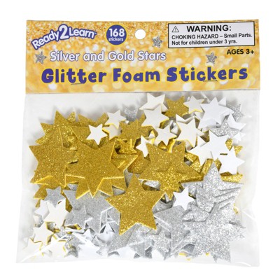 Ready 2 Learn Glitter Foam Stickers - Stars - Silver and Gold (Pack of 6)