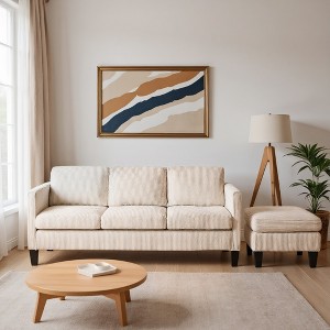 GDFStudio Xylia Modern 67.32'' L-Shaped Corduroy Upholstered 3-Seater Sofa with Storage Ottoman - 1 of 4