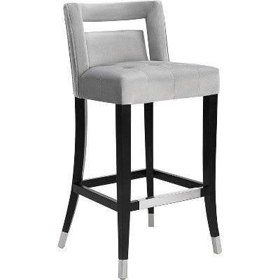 UNISOAR Modern Counter Height Bar Chair Set of 2 Velvet Bar Stools with Armrest Vintage Bar Chairs for Home and Kitchen, Grey