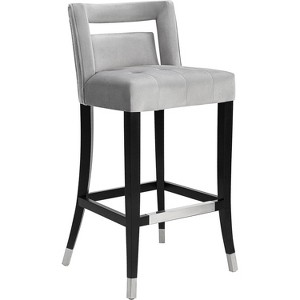 UNISOAR Modern Counter Height Bar Chair Set of 2 Velvet Bar Stools with Armrest Vintage Bar Chairs for Home and Kitchen, Grey - 1 of 4