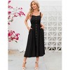 Clearlove Women's Casual Summer Midi Dress Spaghetti Strap Button Down Sleeveless A-Line Beach Swing Sundress - 2 of 4