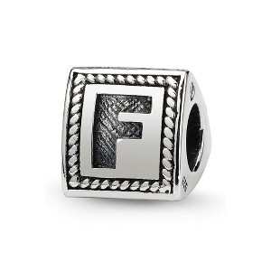 Black Bow Jewelry Triangle Block, Letter F Sterling Silver Bead Charm - 1 of 3
