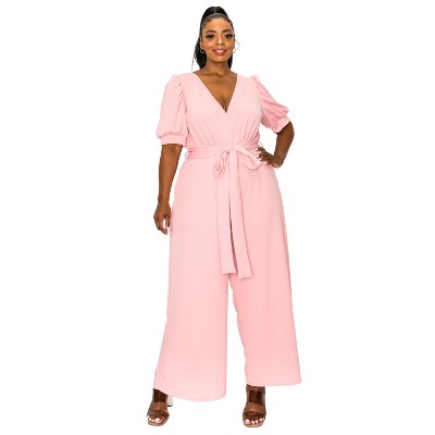 L I V D Women's Iris Surplice Belted Pocket Jumpsuit