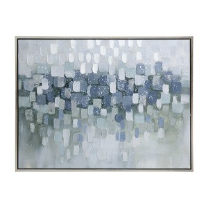 Gulches 47.2x35.4x1.5" Large Landscape Gray and Silver Oil Painting in Frame - 1 of 4